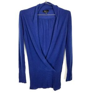 Aqua Women Cashmere Wrap Pullover Sweater Sz XS Blue Pullover Cozy Soft